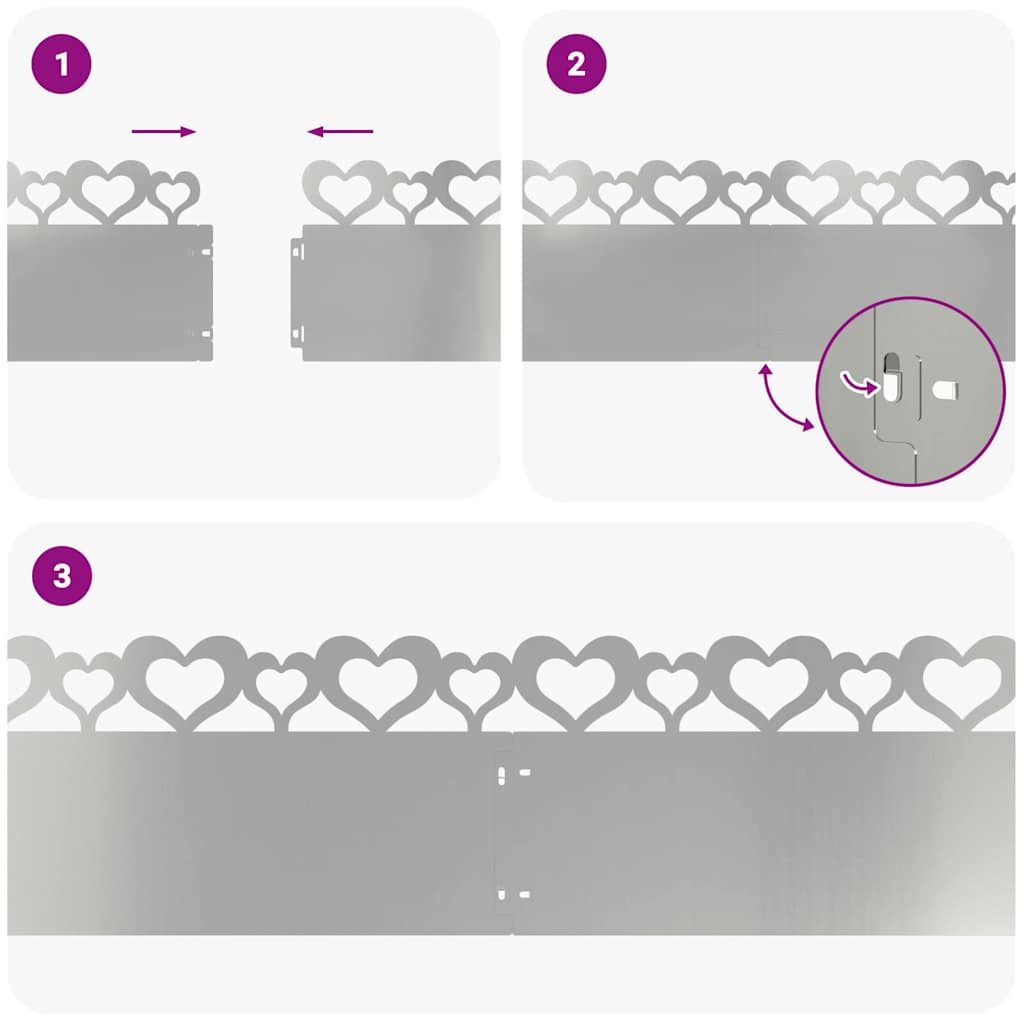 vidaXL Περιγράμματα γκαζόν 30 pcs Ασημί 103 x 0,05 x 22 εκ