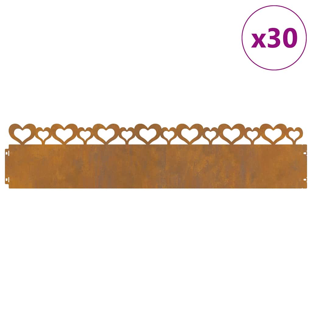 vidaXL Περιγράμματα γκαζόν 30 pcs Σκ rusty 103 x 0,05 x 22 εκ
