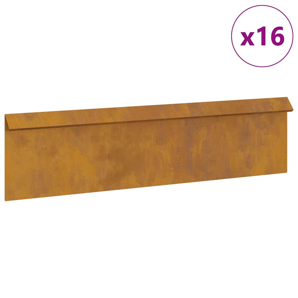 vidaXL Φράκτης σαλιγκαριών 16 pcs Σκ rusty 100 x 3,5 x 25 εκ