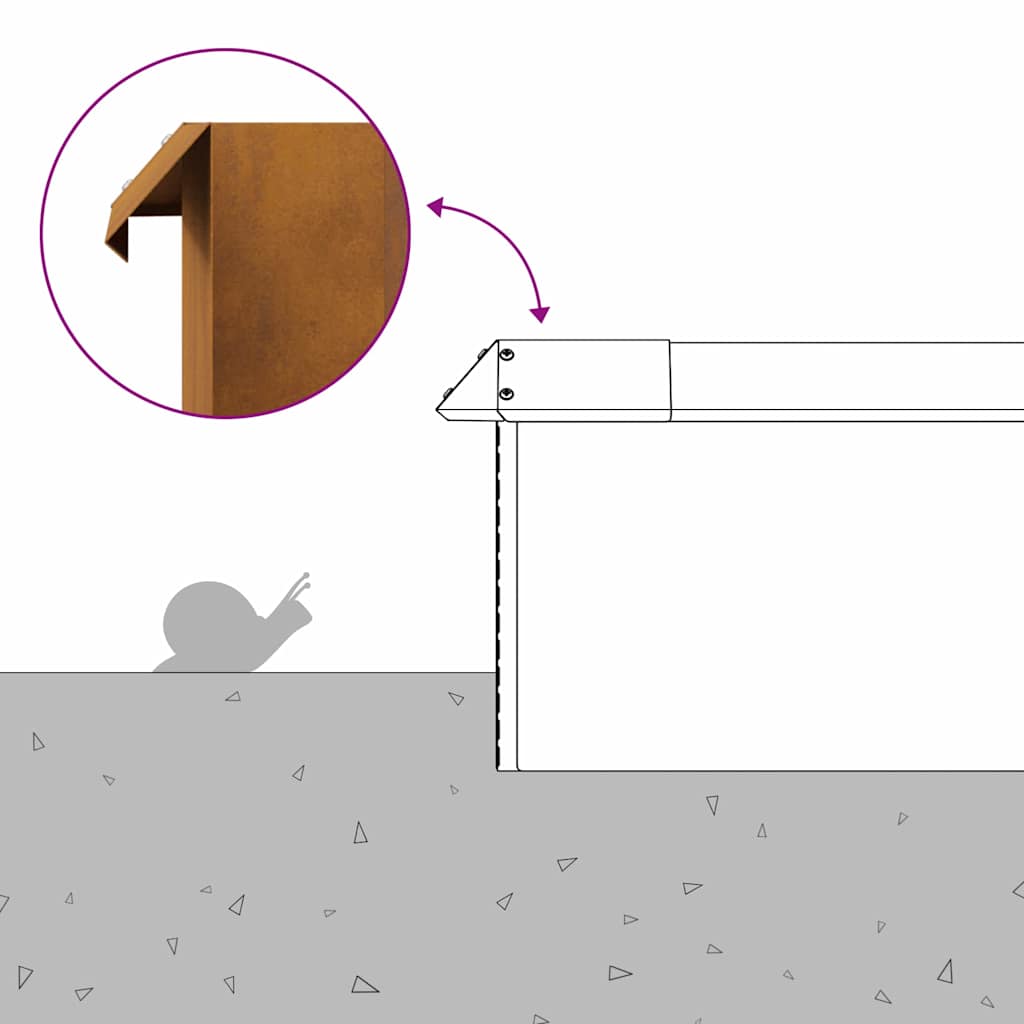 vidaXL Φράκτης σαλιγκαριών Σκ rusty 10 x 10 x 25 εκ