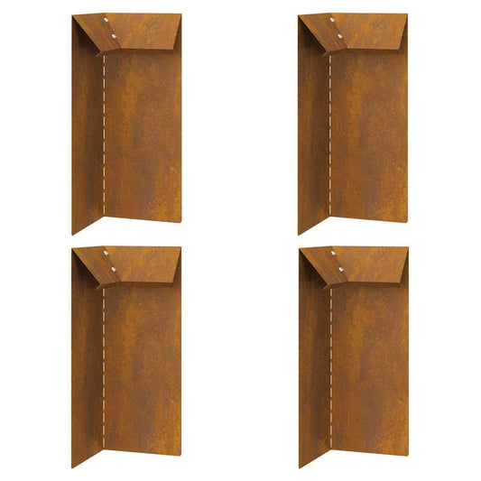 vidaXL Φράκτης σαλιγκαριών 4 pcs Σκ rusty 10 x 10 x 25 εκ