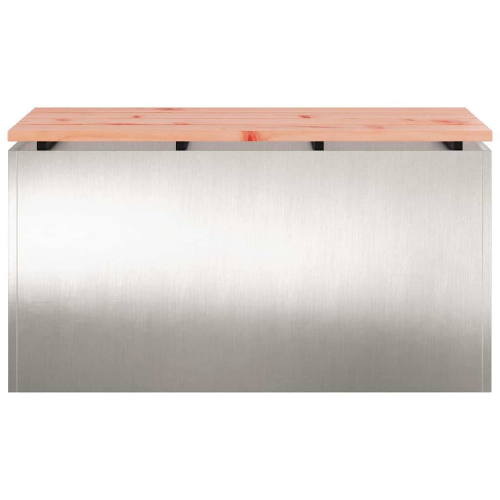 vidaXL Παγκάκι κήπου Ασημί 80 x 40 x 43 εκ Ανοξείδωτο ατσάλι