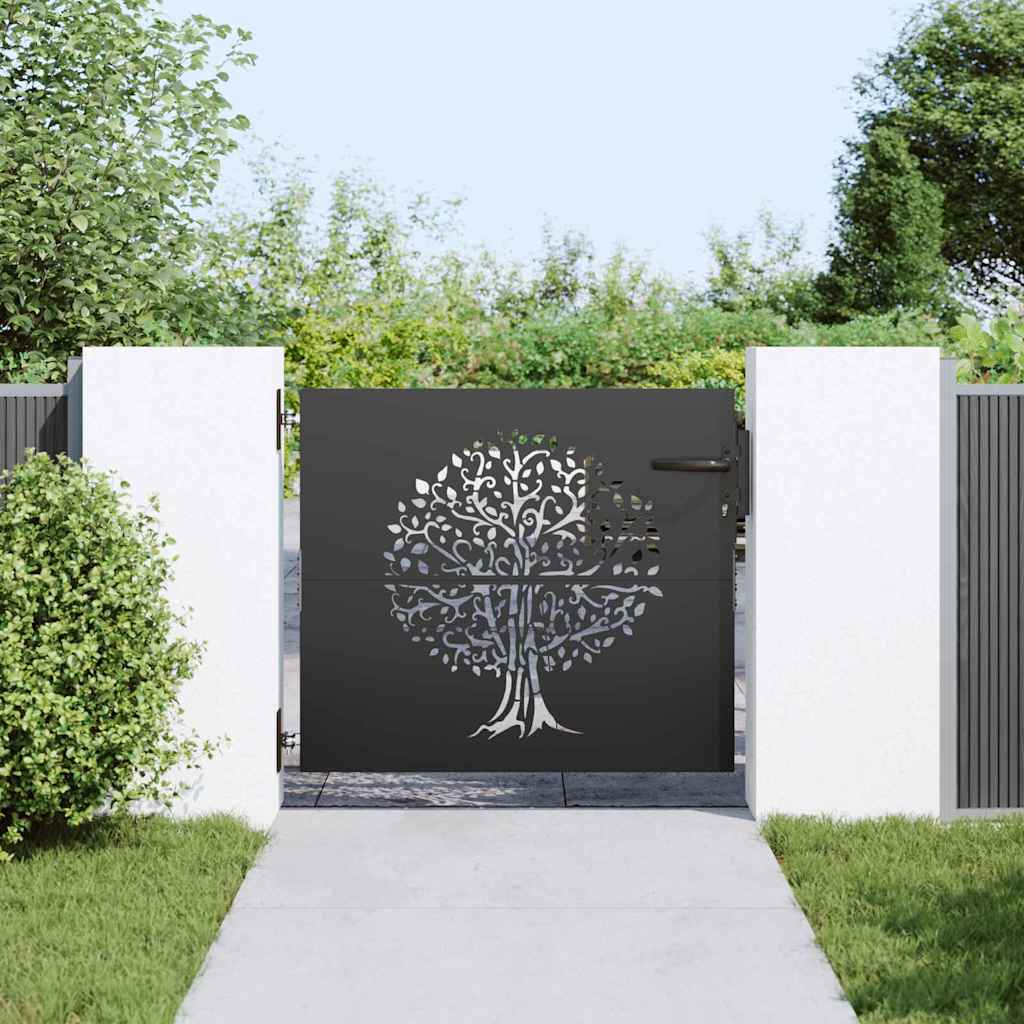 vidaXL Πύλη Κήπου 85 x 100 cm Ατσάλι με Επικάλυψη Πούδρας Κλειδώσιμο