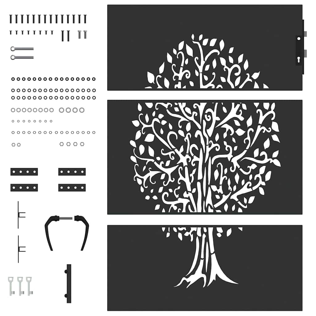 vidaXL Πύλη Κήπου Μαύρο 94 x 125 εκ Ατσάλι με Επικάλυψη Πούδρας