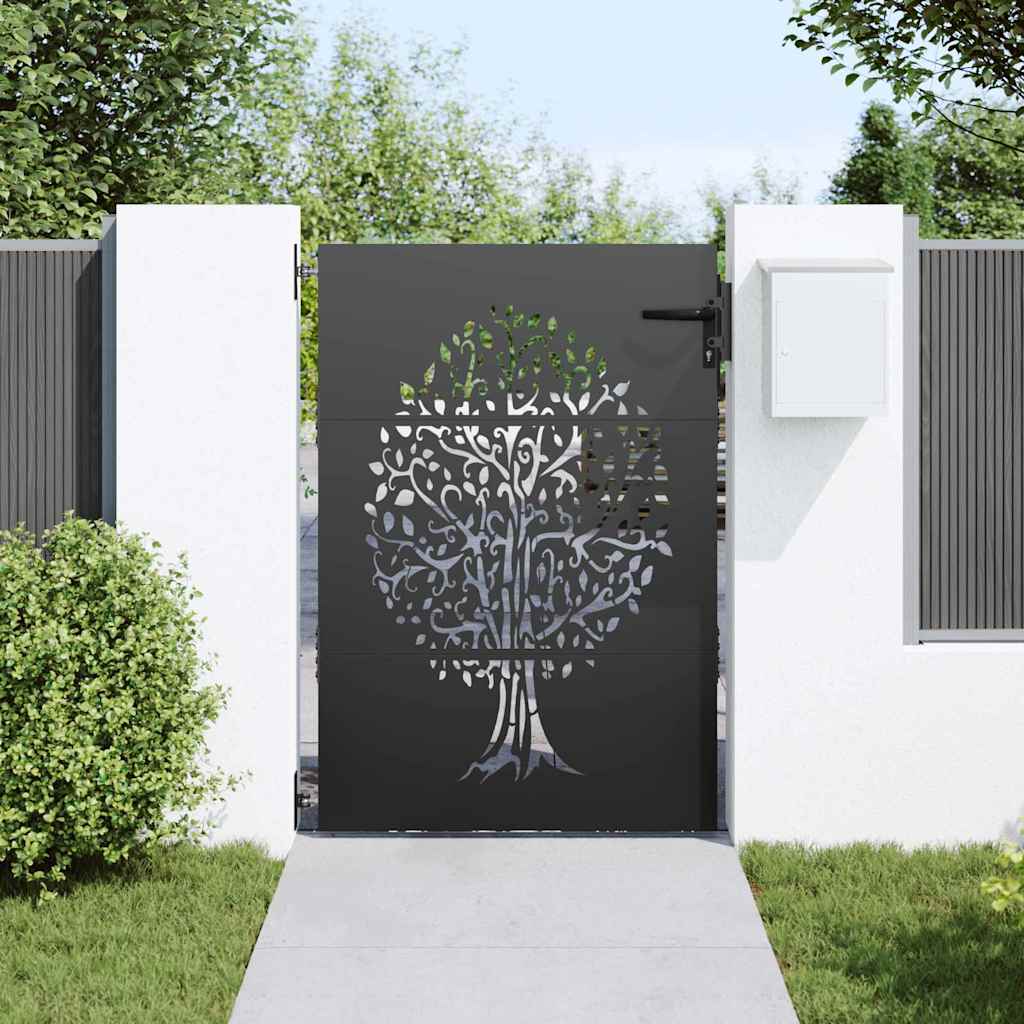 vidaXL Πύλη Κήπου Μαύρο 85 x 150 cm Ατσάλι με Επικάλυψη Πούδρας