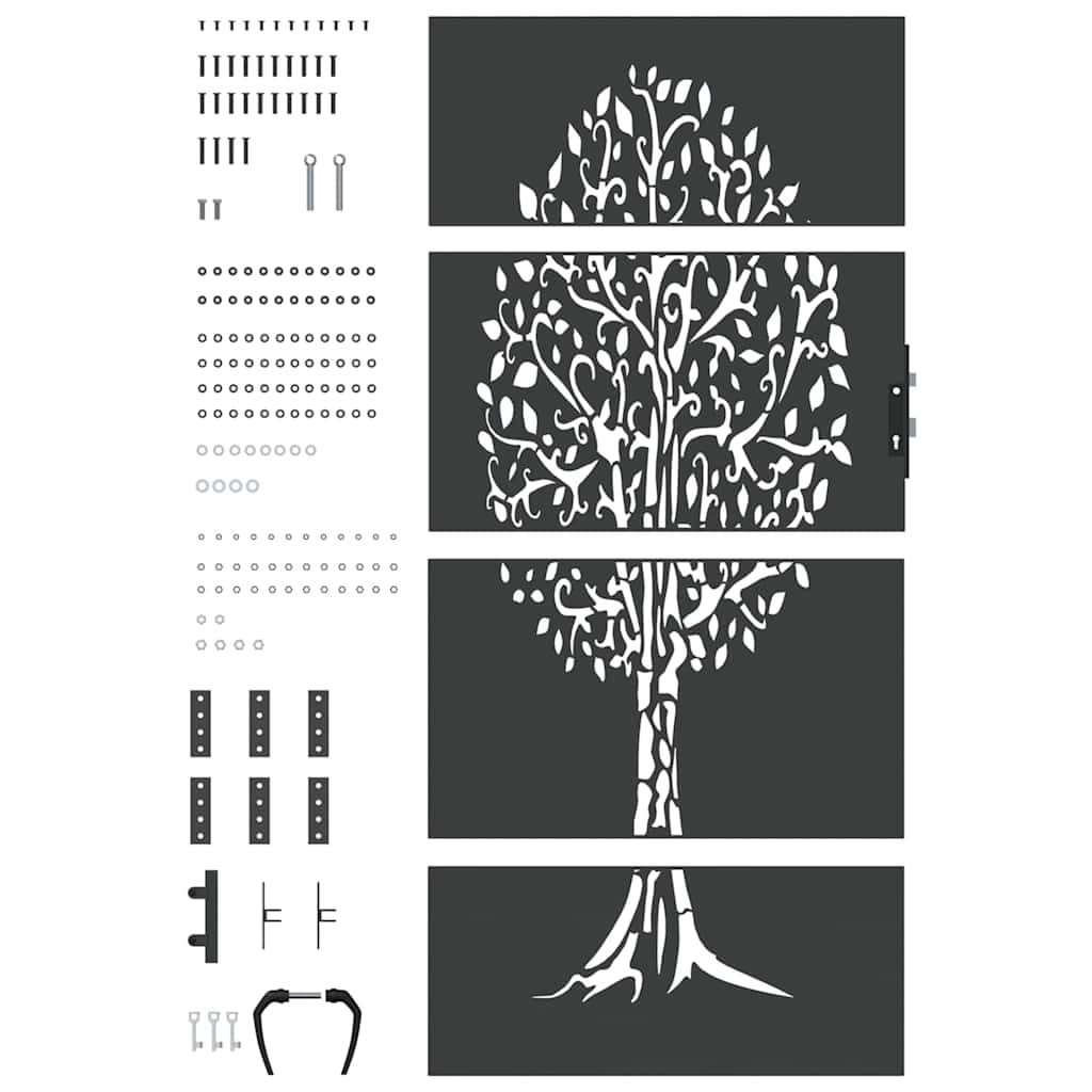 vidaXL Πύλη Κήπου Μαύρο 85 x 175 cm Ατσάλι με Επικάλυψη Πούδρας