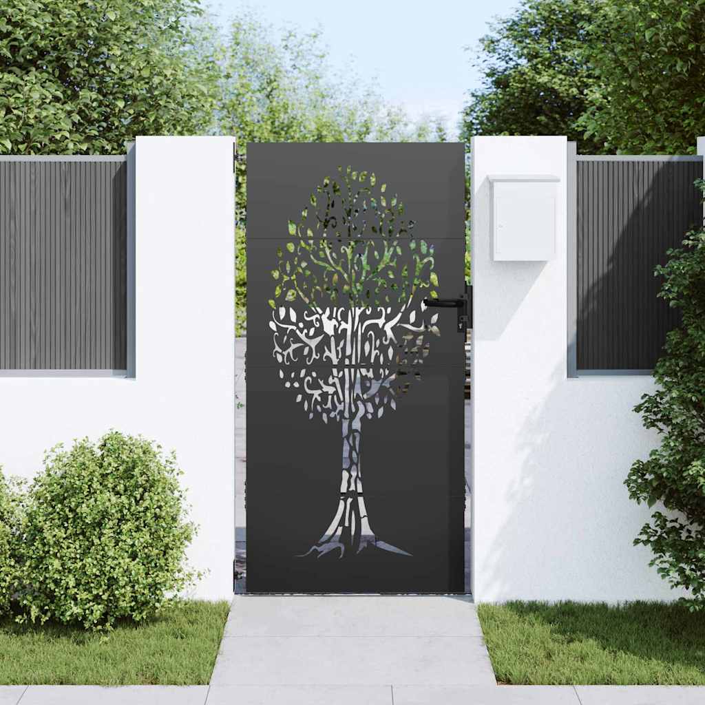 vidaXL Πύλη Κήπου Μαύρο 85 x 175 cm Ατσάλι με Επικάλυψη Πούδρας