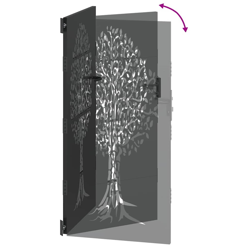 vidaXL Πύλη Κήπου Μαύρο 85 x 175 cm Ατσάλι με Επικάλυψη Πούδρας