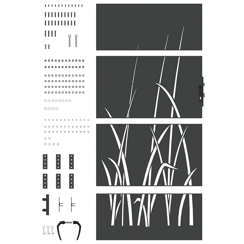 vidaXL Πύλη Κήπου Μαύρο 85 x 200 cm Ατσάλι με Επικάλυψη Πούδρας
