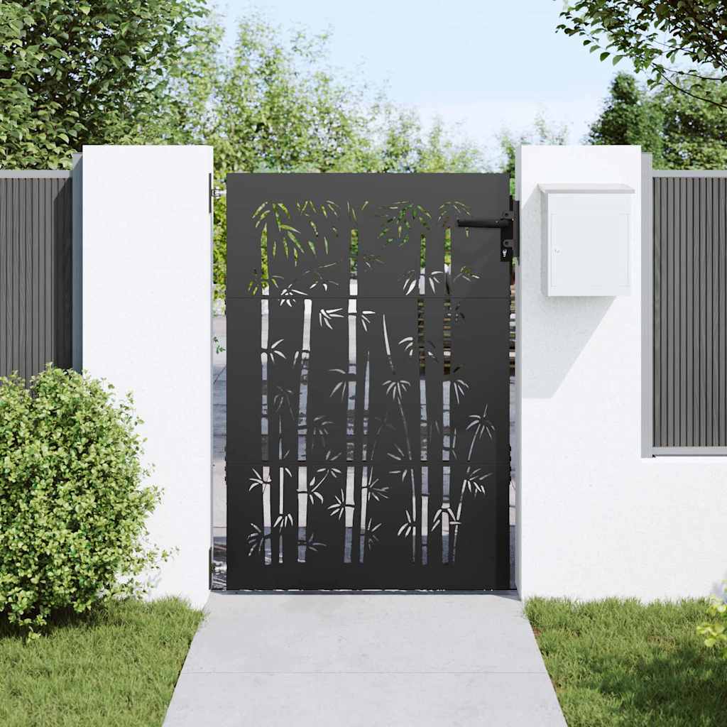 vidaXL Πύλη Κήπου Μαύρο 94 x 125 εκ Ατσάλι με Επικάλυψη Πούδρας