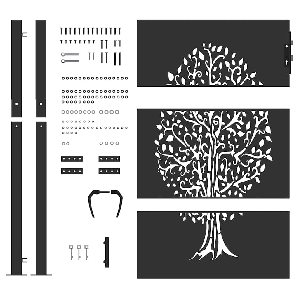 vidaXL Πύλη Κήπου Μαύρο 105 x 125 cm Ατσάλι με Επικάλυψη Πούδρας
