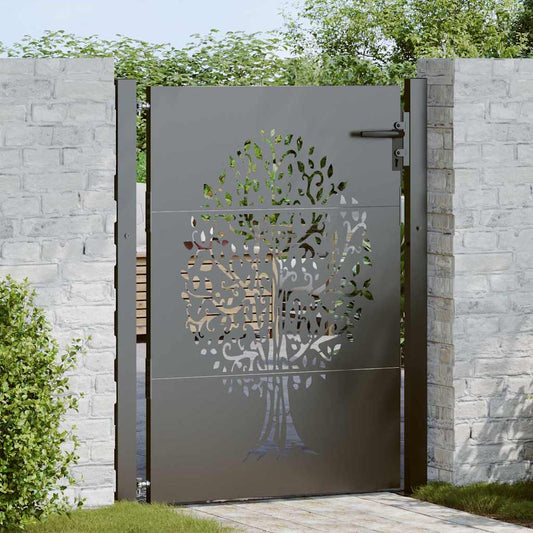 vidaXL Πύλη Κήπου Μαύρο 110 x 130 cm Ατσάλι με Επικάλυψη Πούδρας