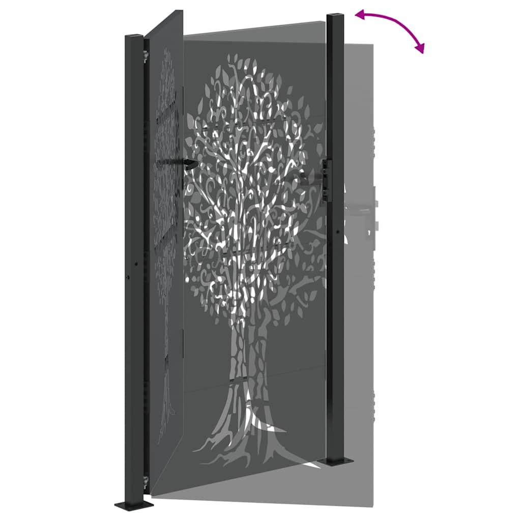 vidaXL Πύλη Κήπου Μαύρο 105 x 200 cm Ατσάλι με Επικάλυψη Πούδρας