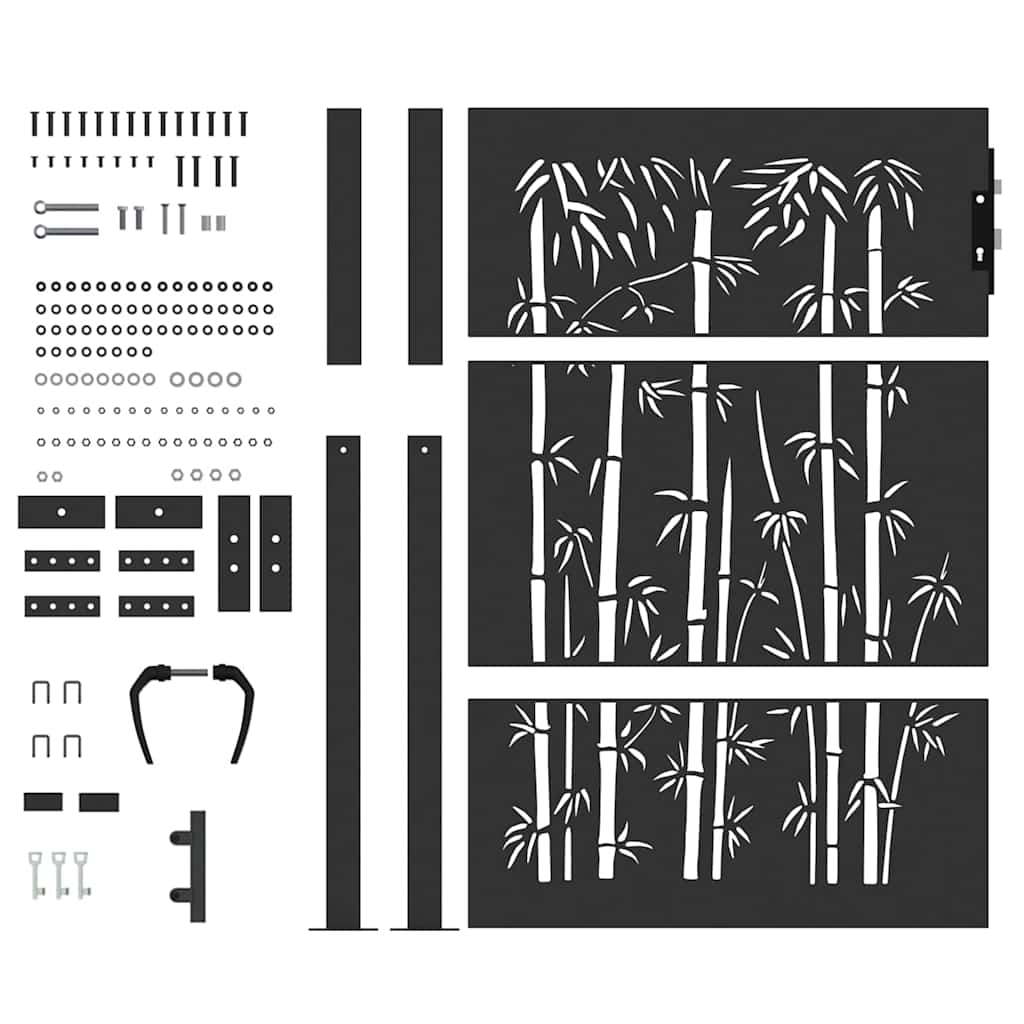 vidaXL Πύλη Κήπου, Πύλη Κήπου 105x75 εκ Υλικό Corten Σχεδιασμός Μπαμπού