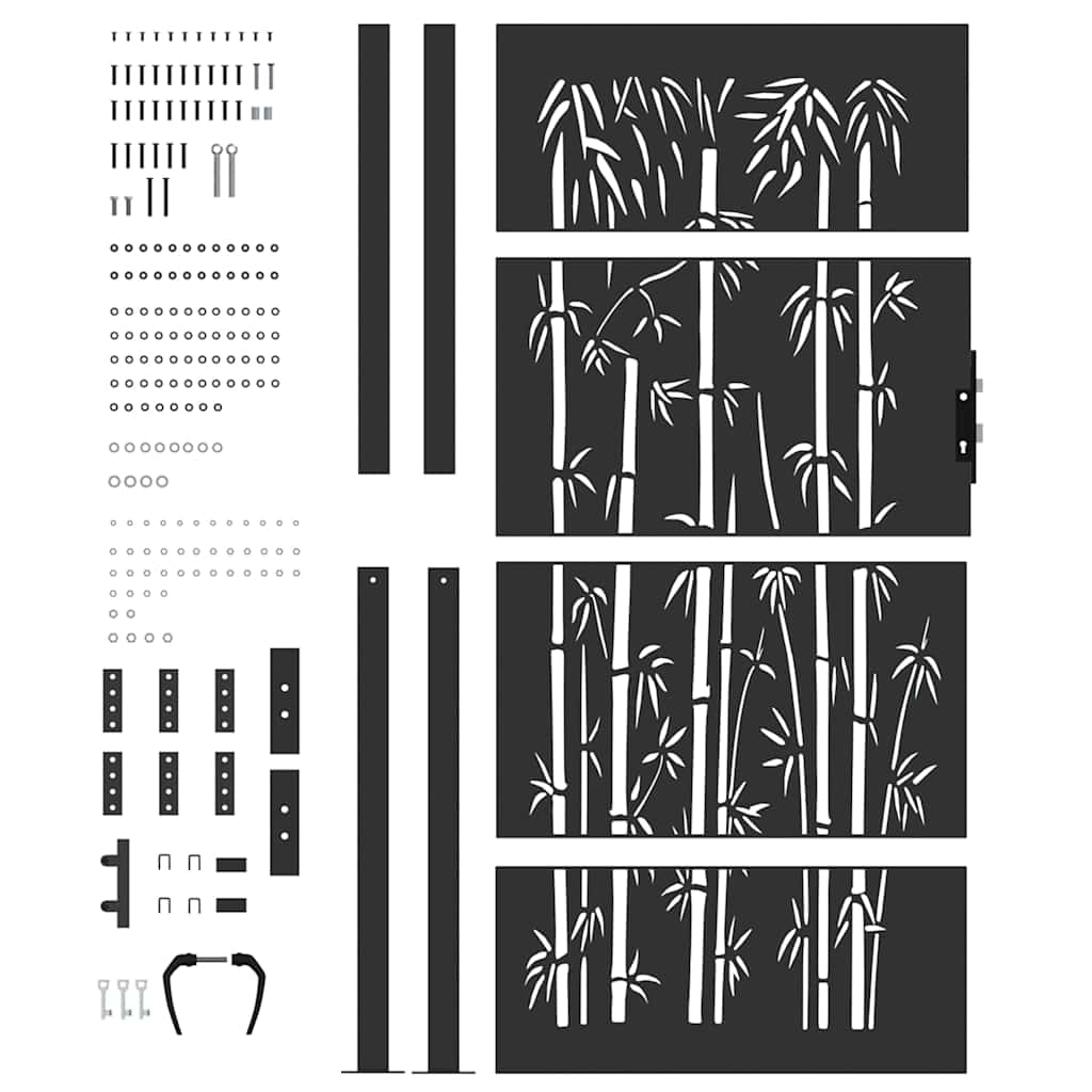 vidaXL Πύλη Κήπου, Πύλη Κήπου 105x75 εκ Υλικό Corten Σχεδιασμός Μπαμπού