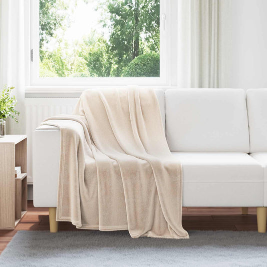 vidaXL Κουβέρτα Μπεζ 130 x 150 cm Μαλλί