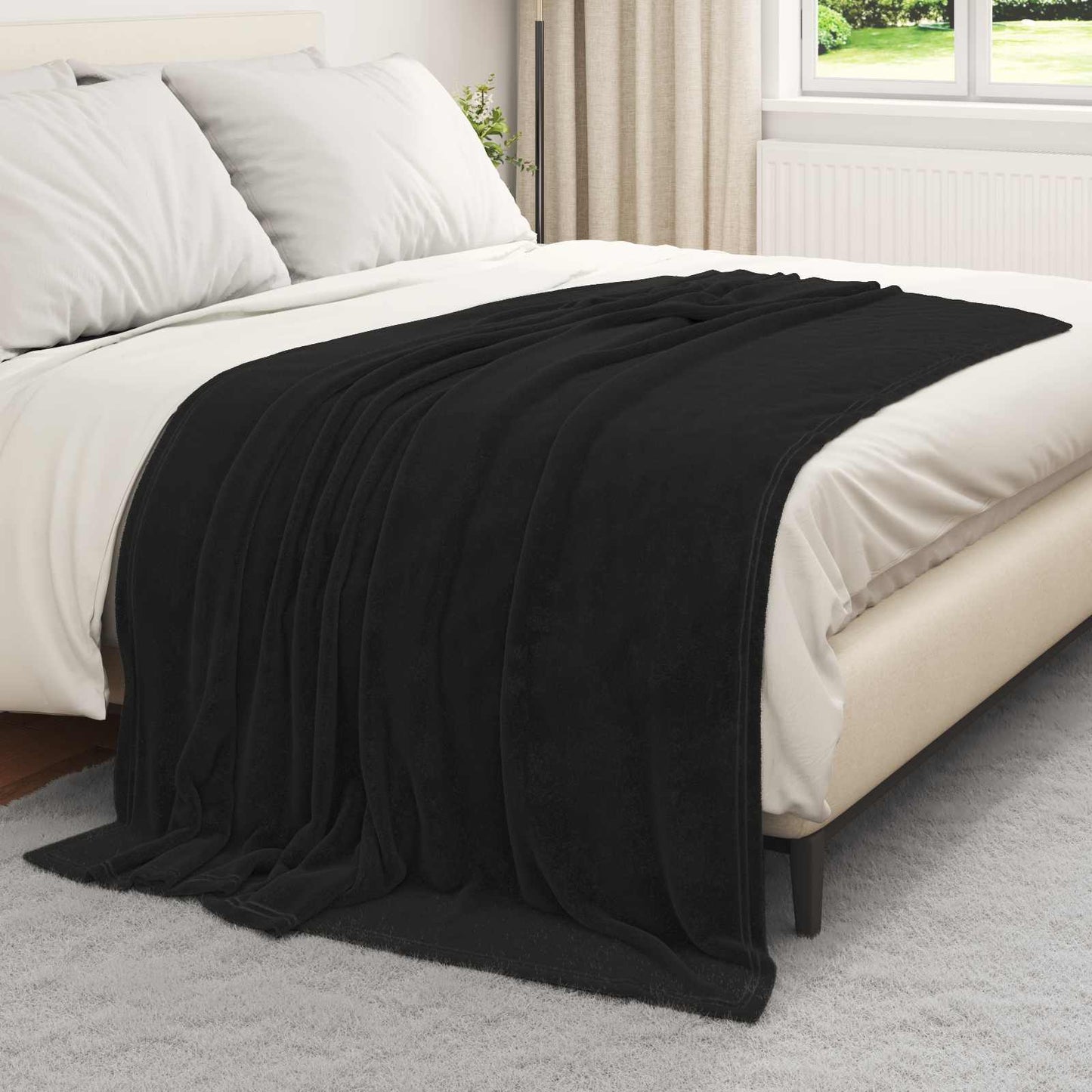 vidaXL Κουβέρτα Μαύρο 150 x 200 cm Μαλλί