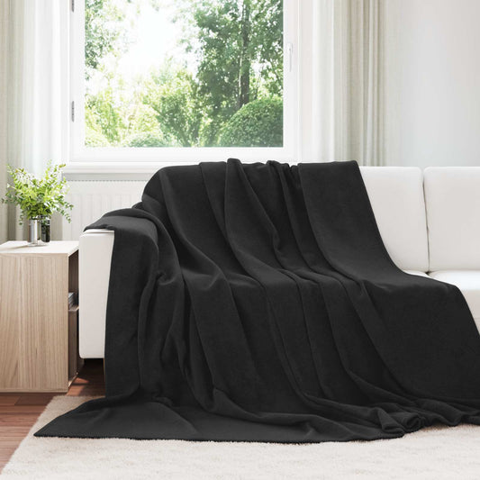 vidaXL Κουβέρτα Μαύρο 240 x 270 εκ. Μαλλί