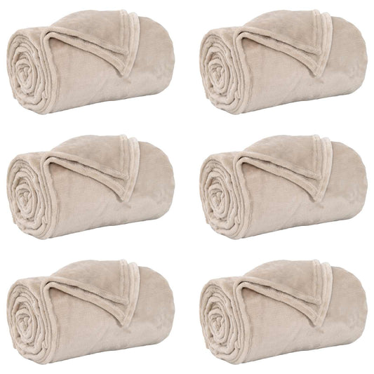 vidaXL Ριχτάρια 6 pcs Μπεζ 150 x 200 cm Μαλλί