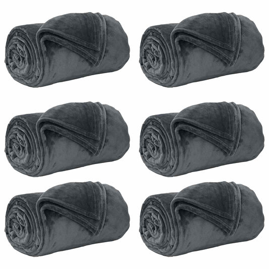 vidaXL Ριχτάρια 6 pcs Σκούρο Γκρι 130 x 150 cm Μαλλί
