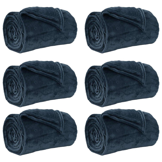 vidaXL Ριχτάρια 6 pcs Σκούρο μπλε 220 x 240 cm Μαλλί