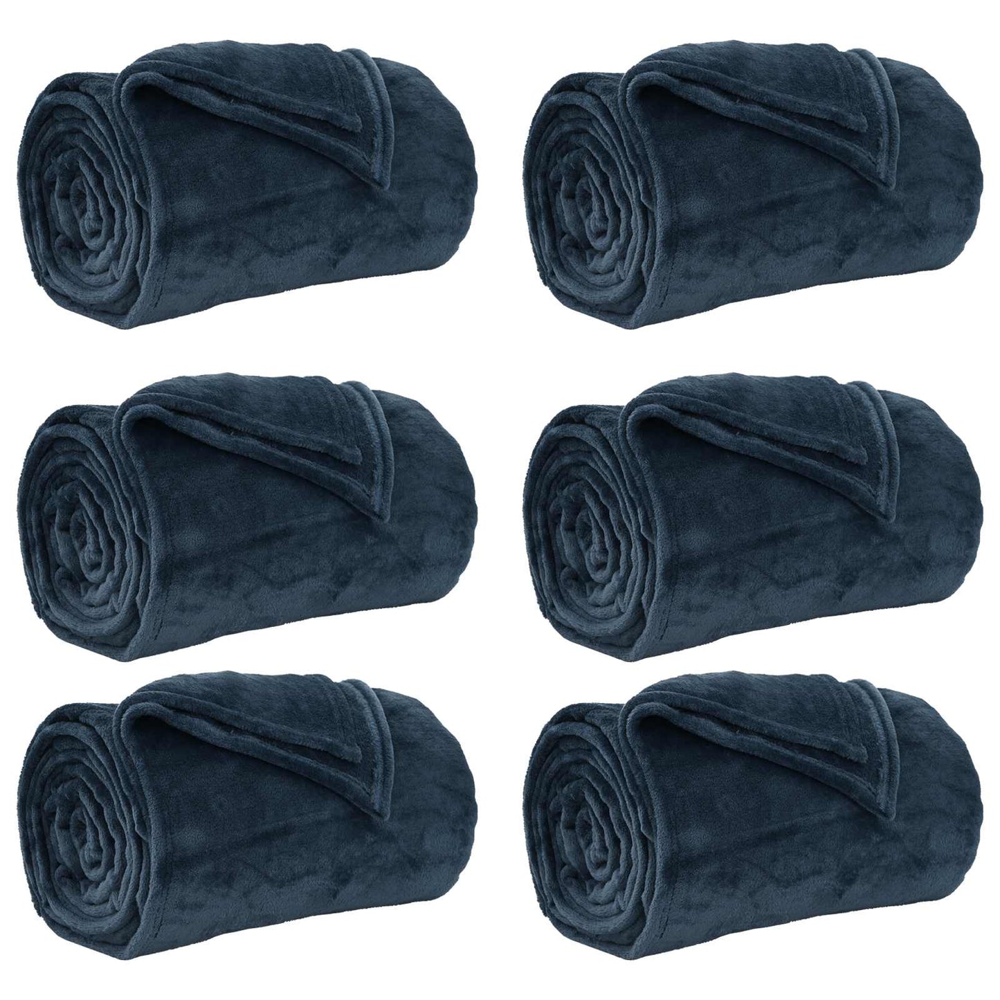 vidaXL Ριχτάρια 6 pcs Σκούρο μπλε 240 x 270 εκ. Μαλλί