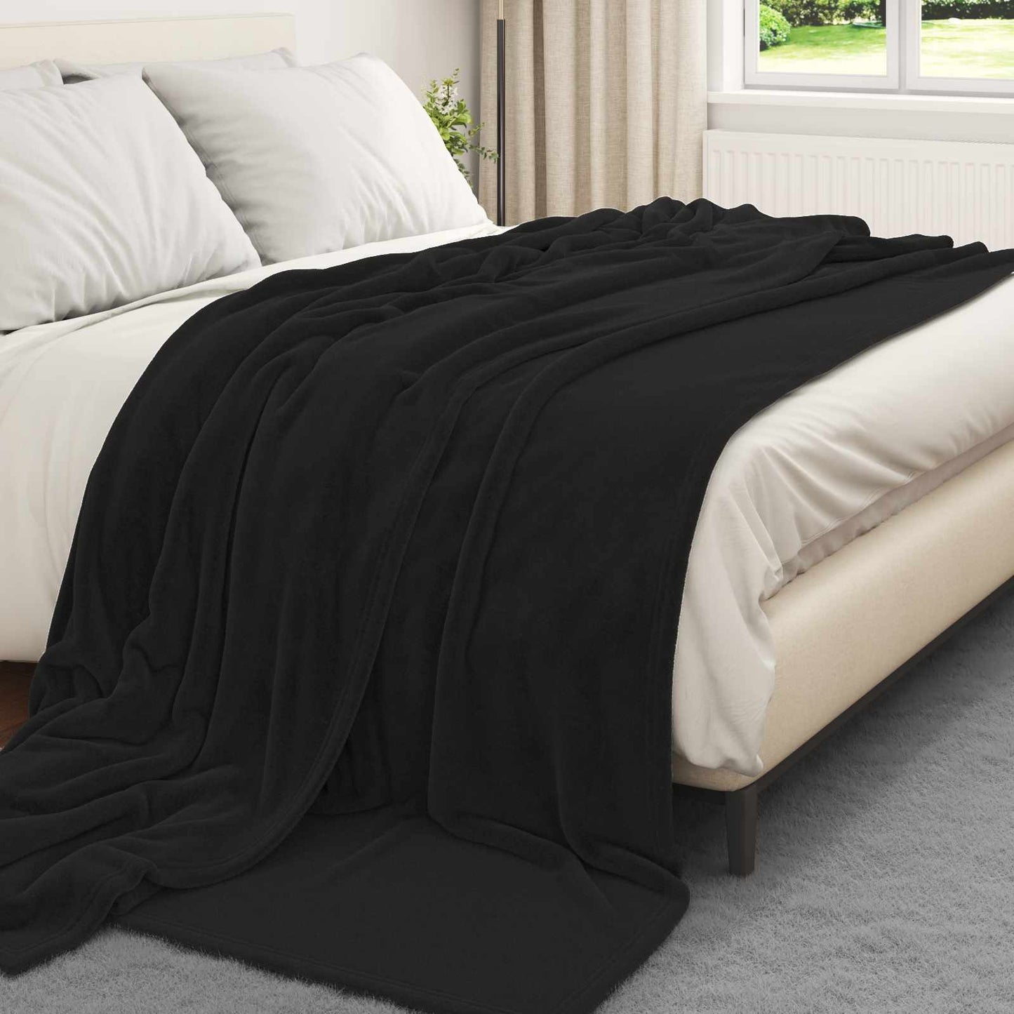 vidaXL Ριχτάρια 6 pcs Μαύρο 240 x 270 εκ. Μαλλί