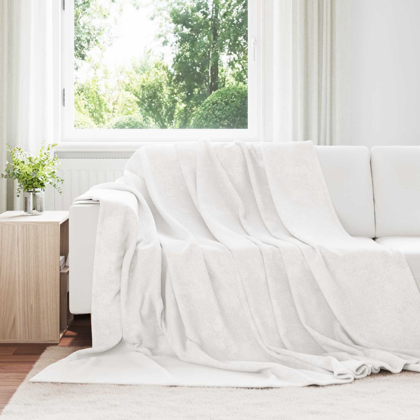vidaXL Ριχτάρια 6 pcs Λευκό 220 x 240 cm Μαλλί