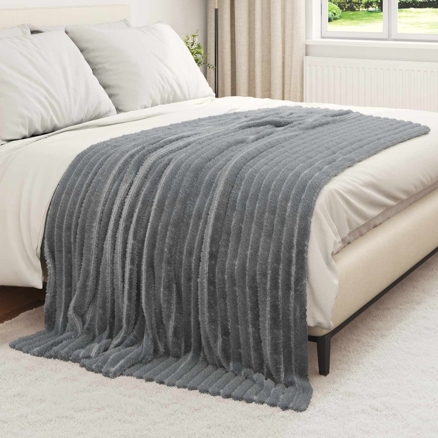 vidaXL Κουβέρτα Σκούρο Γκρι 200 x 150 cm Μαλλί