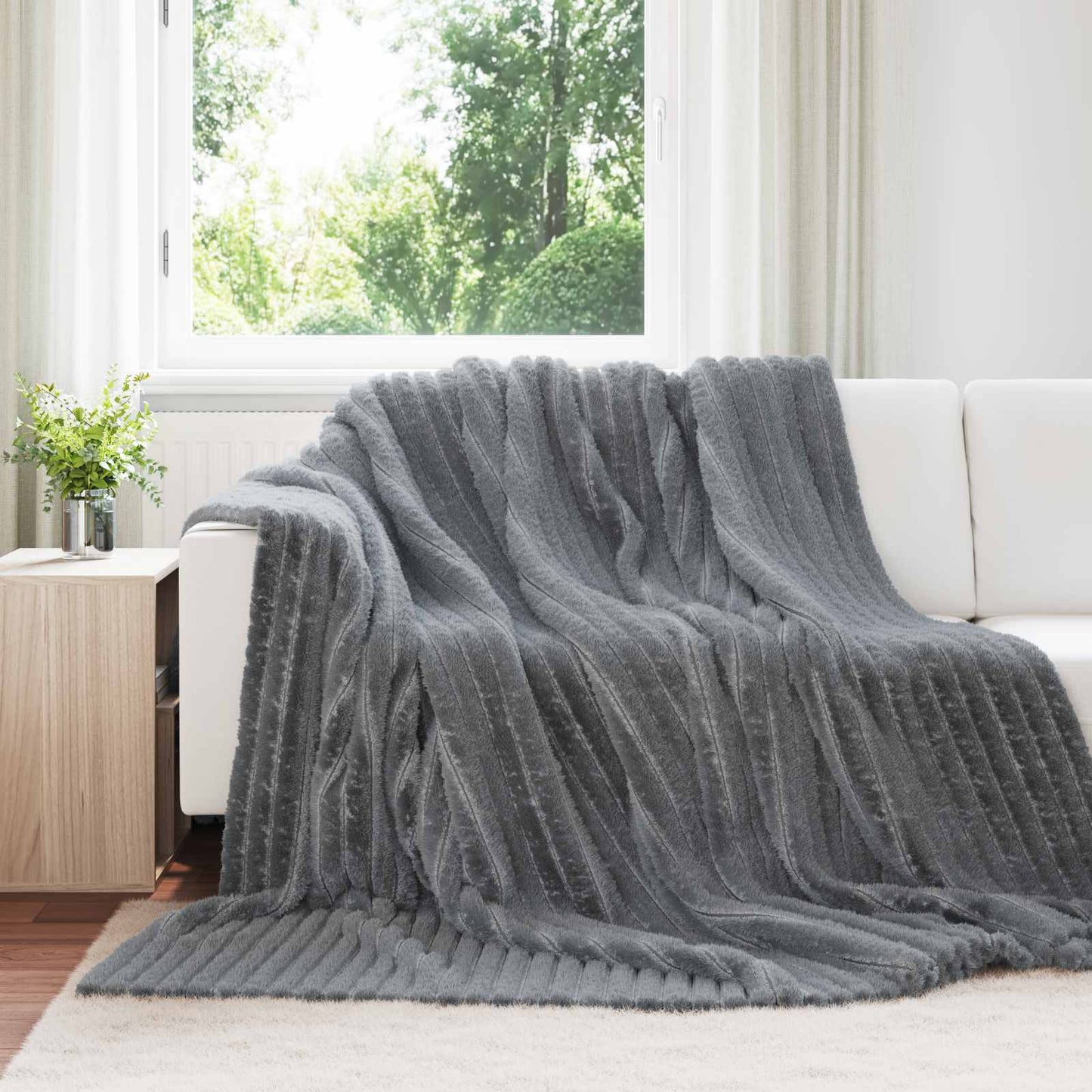 vidaXL Κουβέρτα Σκούρο Γκρι 240 x 220 cm Μαλλί