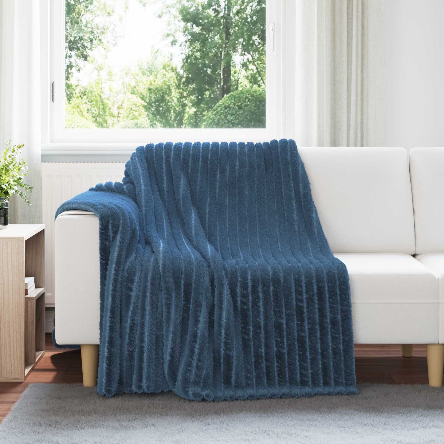 vidaXL Κουβέρτα Σκούρο μπλε 200 x 150 cm Μαλλί