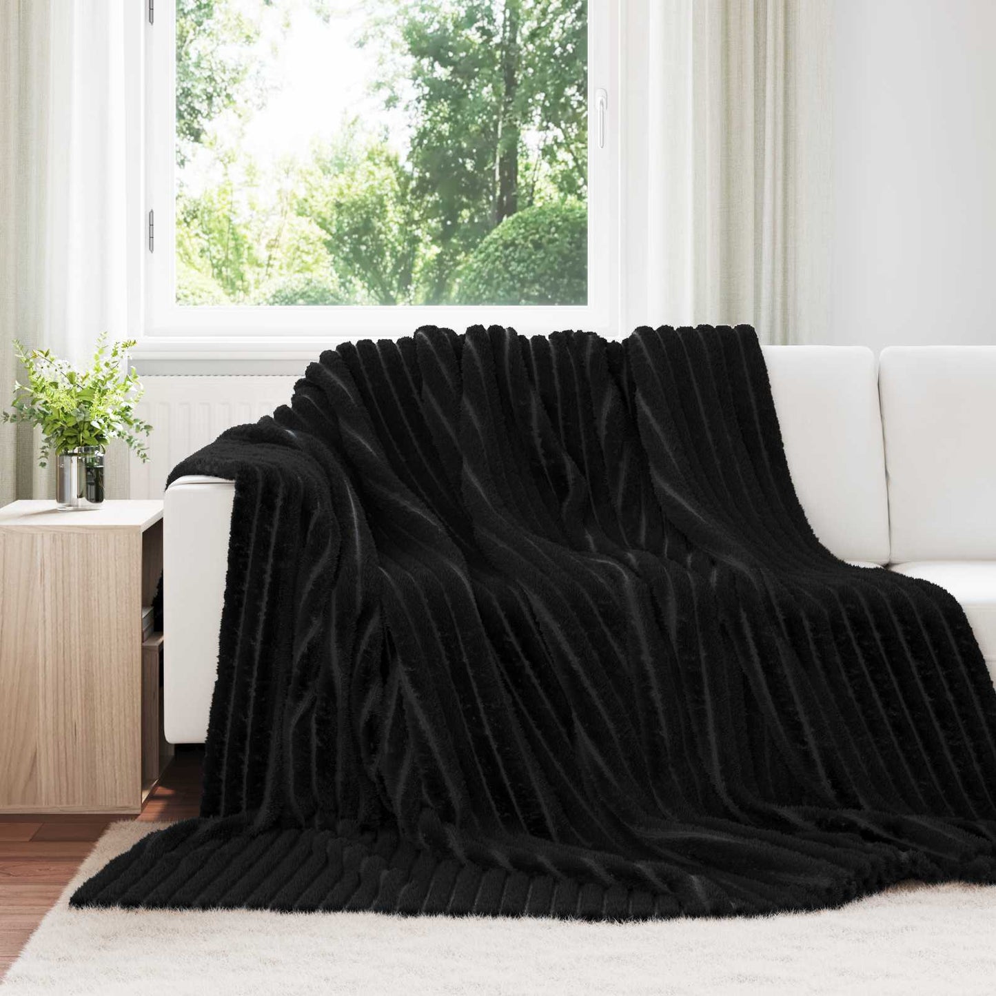 vidaXL Κουβέρτα Μαύρο 270 x 240 cm Μαλλί