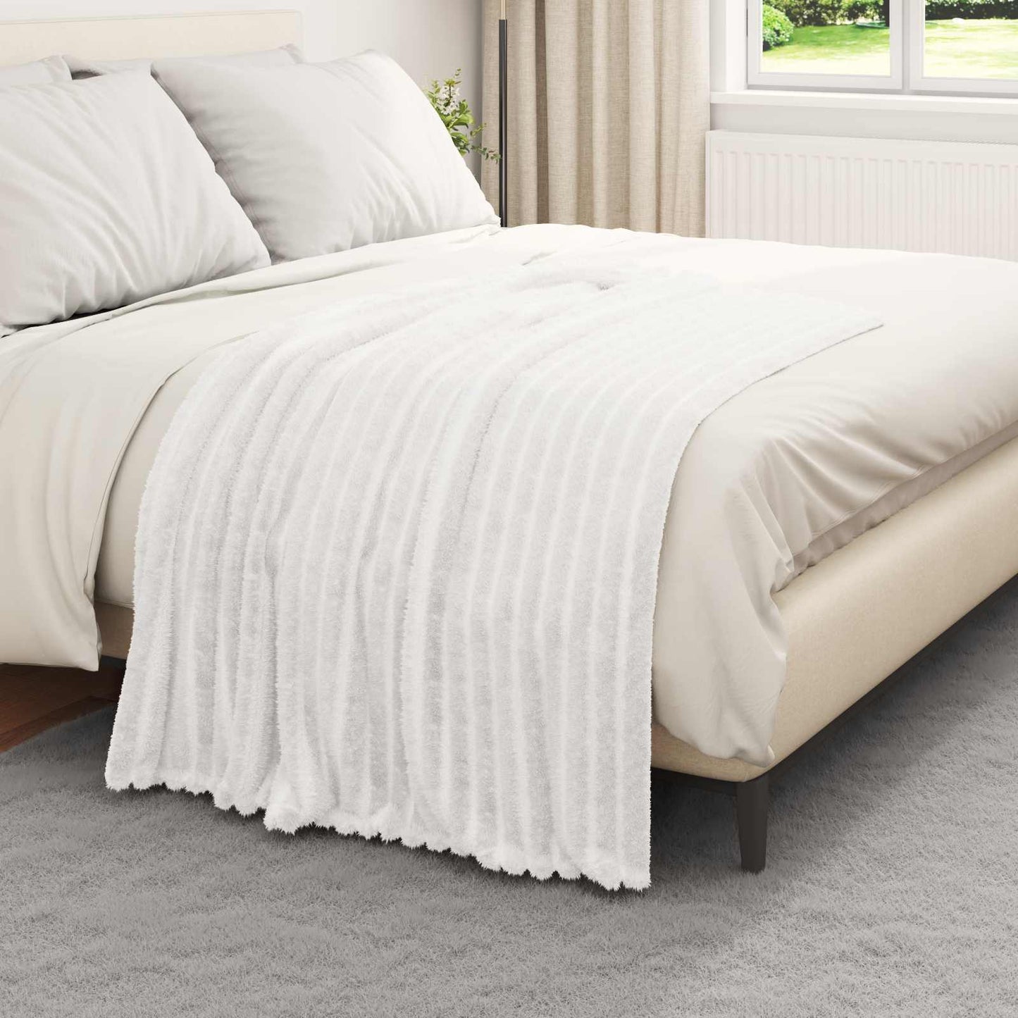 vidaXL Ριχτάρι Λευκό 150 x 130 εκ 0.45 kg Μαλλί