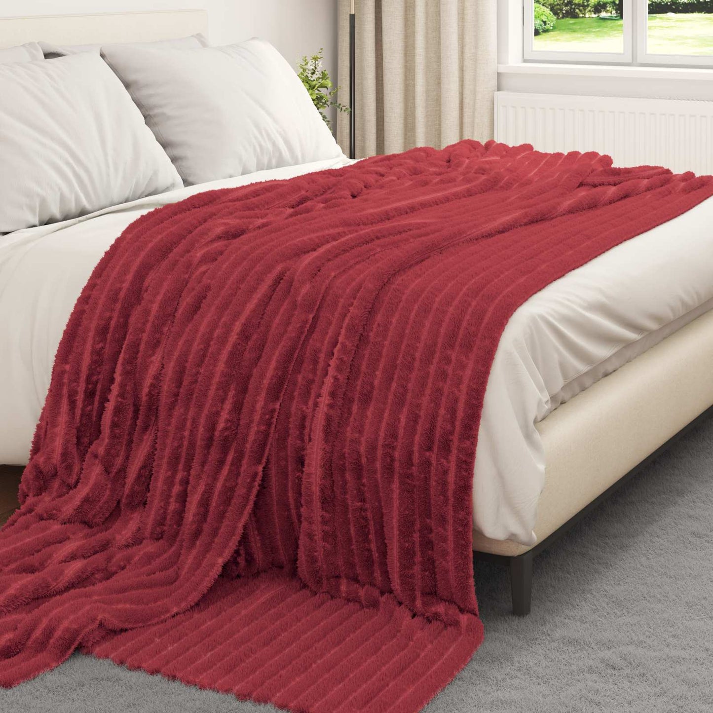 vidaXL Κουβέρτα Βεραμάν Κόκκινο 270 x 240 cm Μαλλί