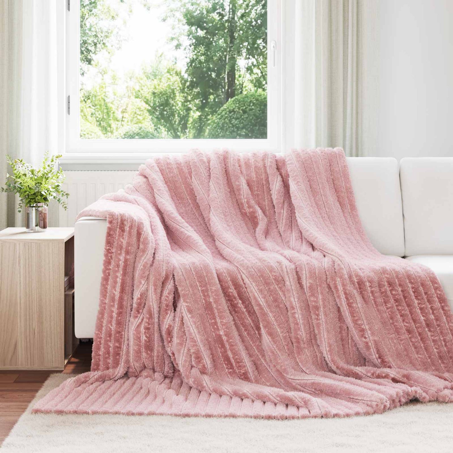 vidaXL Κουβέρτα Ροζ 270 x 240 cm Μαλλί