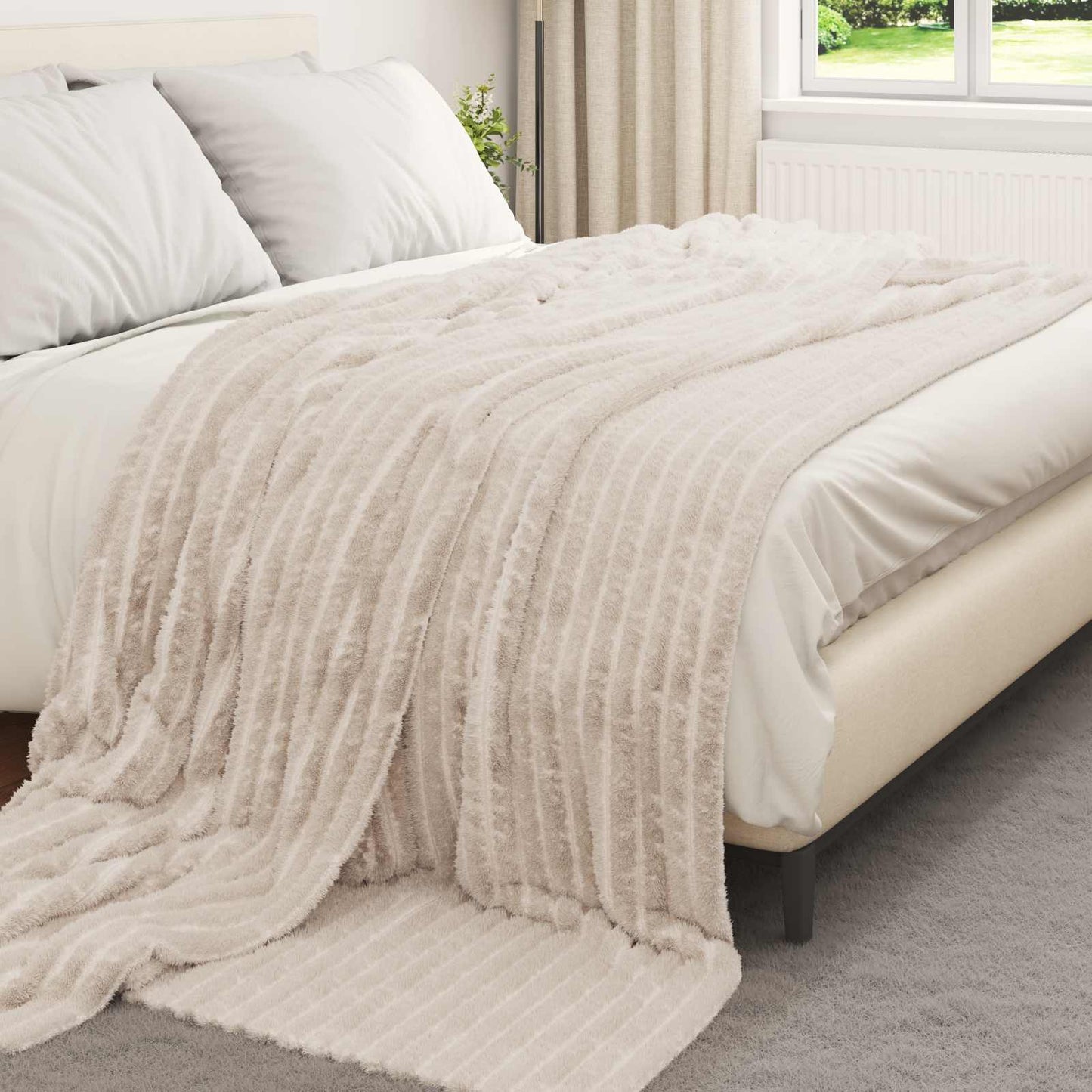 vidaXL Ριχτάρια 6 τμχ. Μπεζ 270 x 240 cm 9.94 kg Μαλλί