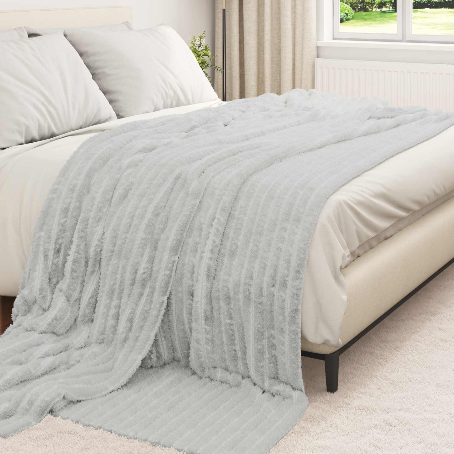 vidaXL Ριχτάρια 6 τμχ. Γκρι 240 x 220 cm 8.76 kg Μαλλί