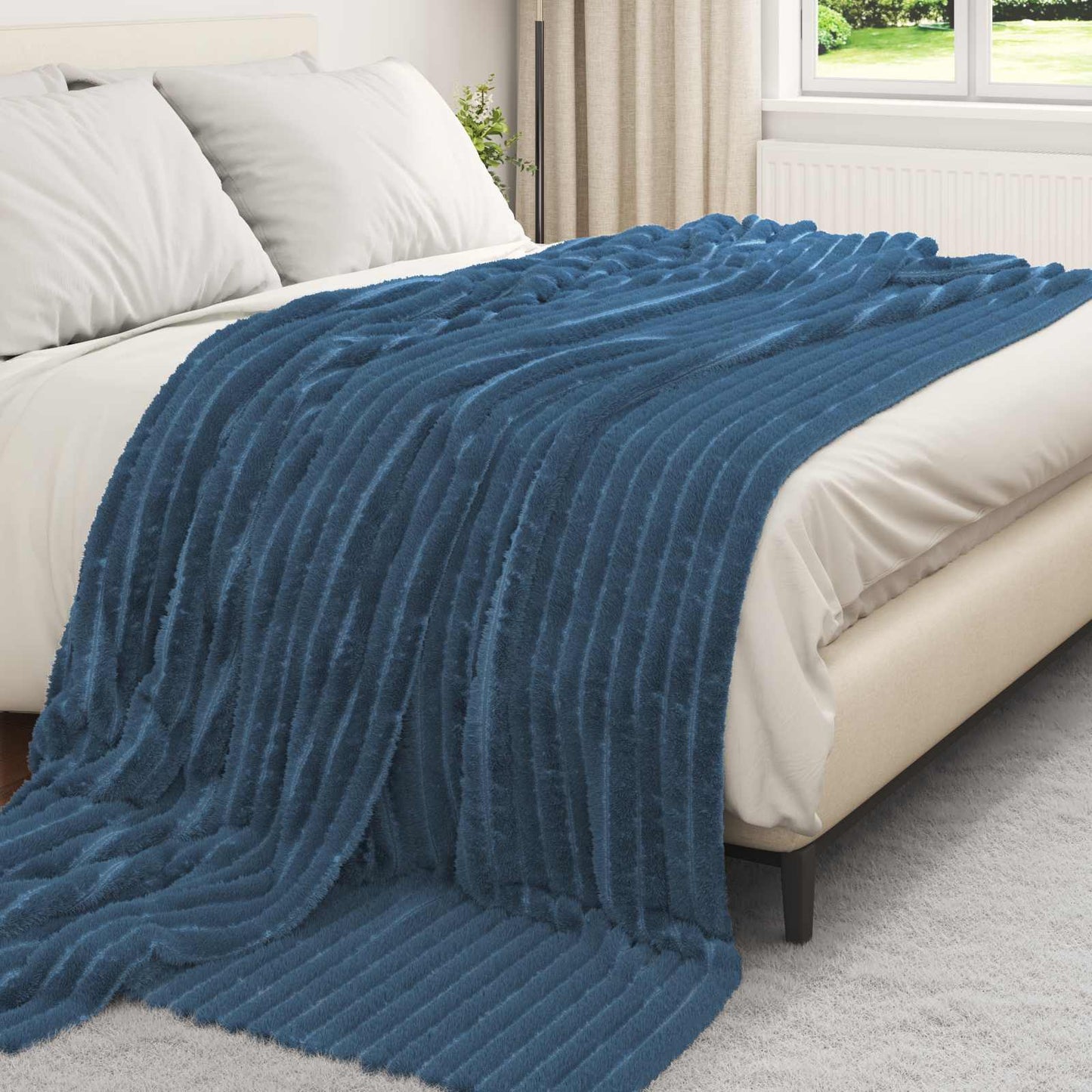 vidaXL Ριχτάρια 6 τμχ. Σκούρο μπλε 240 x 220 cm 8.76 kg Μαλλί