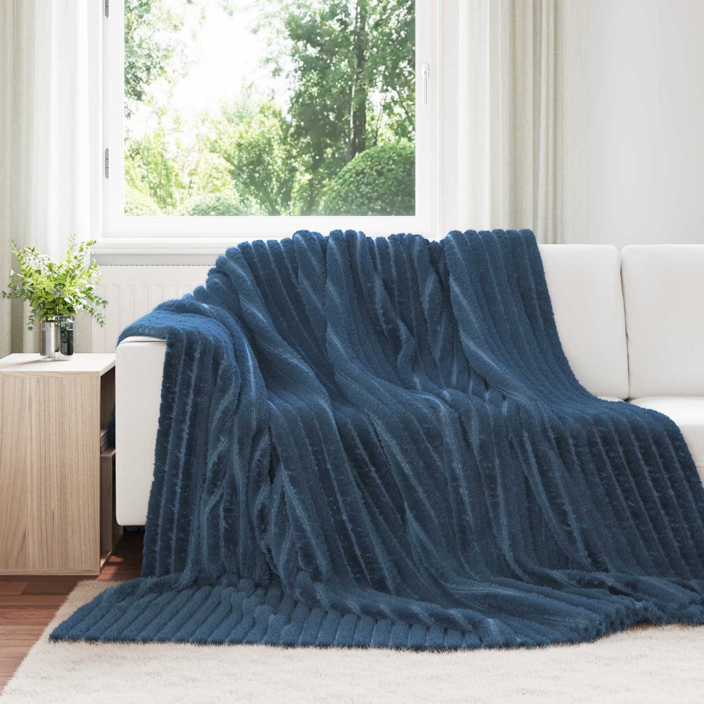 vidaXL Ριχτάρια 6 τμχ. Σκούρο μπλε 270 x 240 cm 9.21 kg Μαλλί