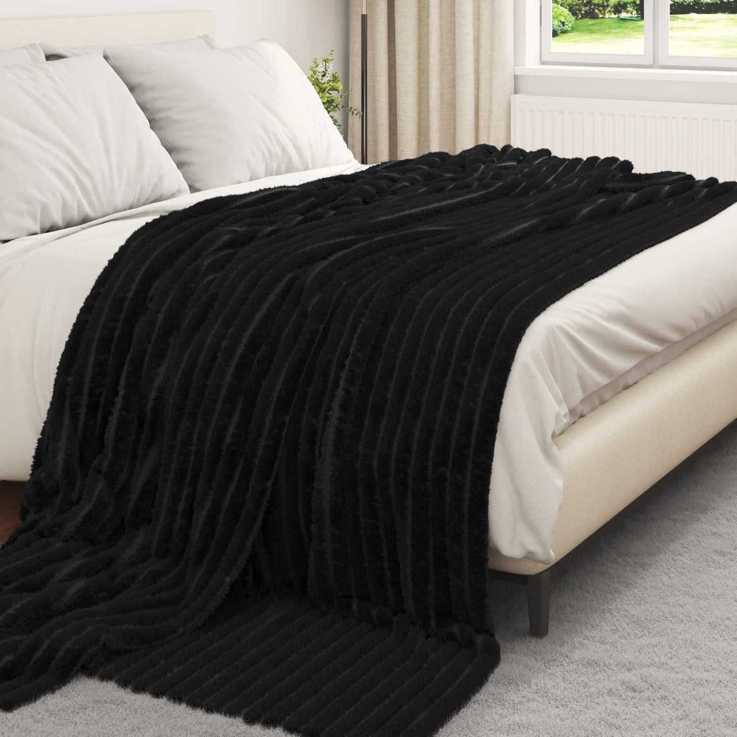 vidaXL Ριχτάρια 6 τμχ. Μαύρο 240 x 220 cm 8.76 Μαλλί