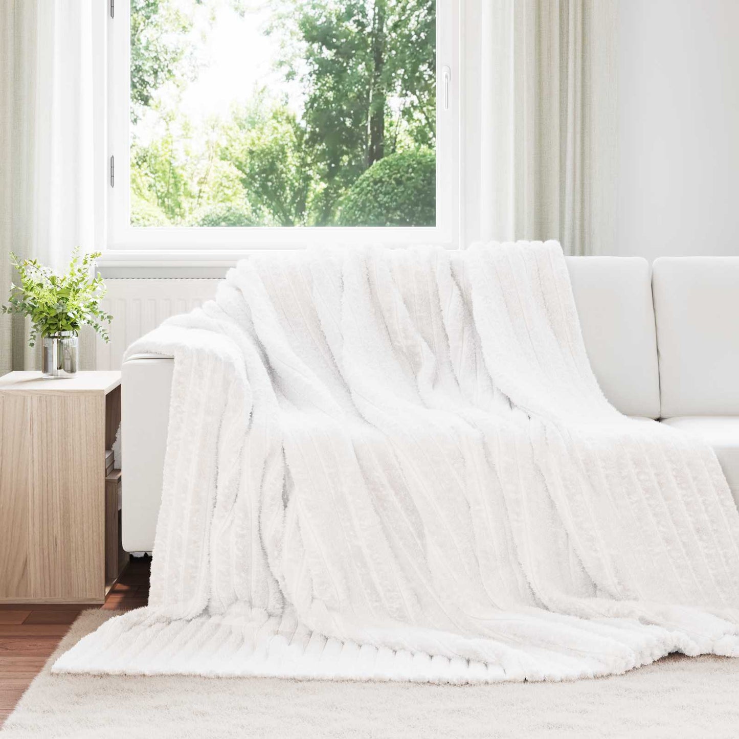 vidaXL Ριχτάρια 6 τμχ. Λευκό 240 x 220 cm 8.76 kg Μαλλί