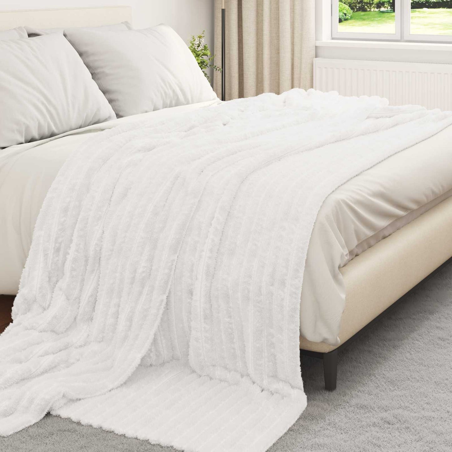 vidaXL Ριχτάρια 6 τμχ. Λευκό 270 x 240 cm 9.08 kg Μαλλί