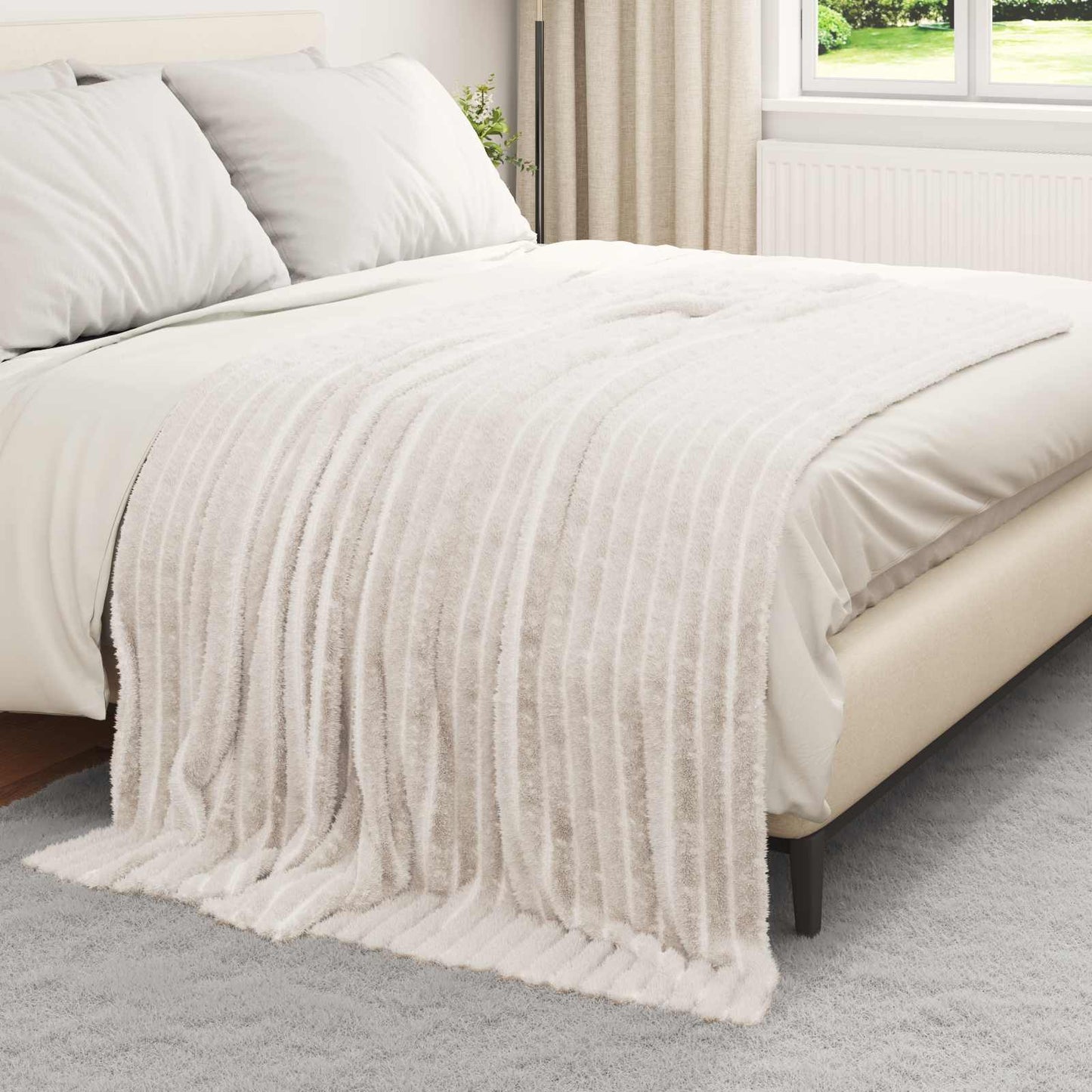 vidaXL Ριχτάρια 6 τμχ. Κρεμ 200 x 150 cm 4.75 Μαλλί