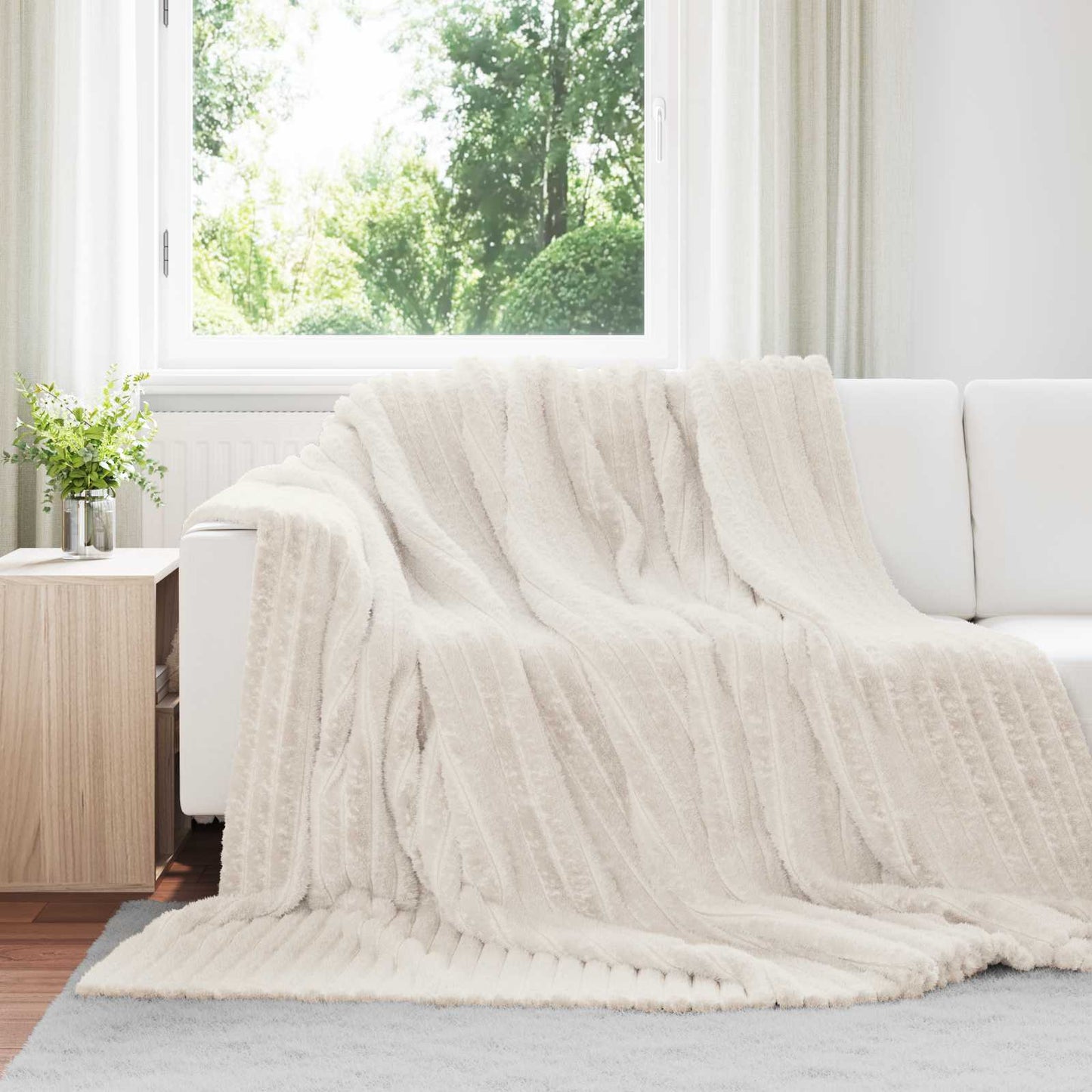 vidaXL Ριχτάρια 6 τμχ. Κρεμ 240 x 220 cm 8.76 Μαλλί