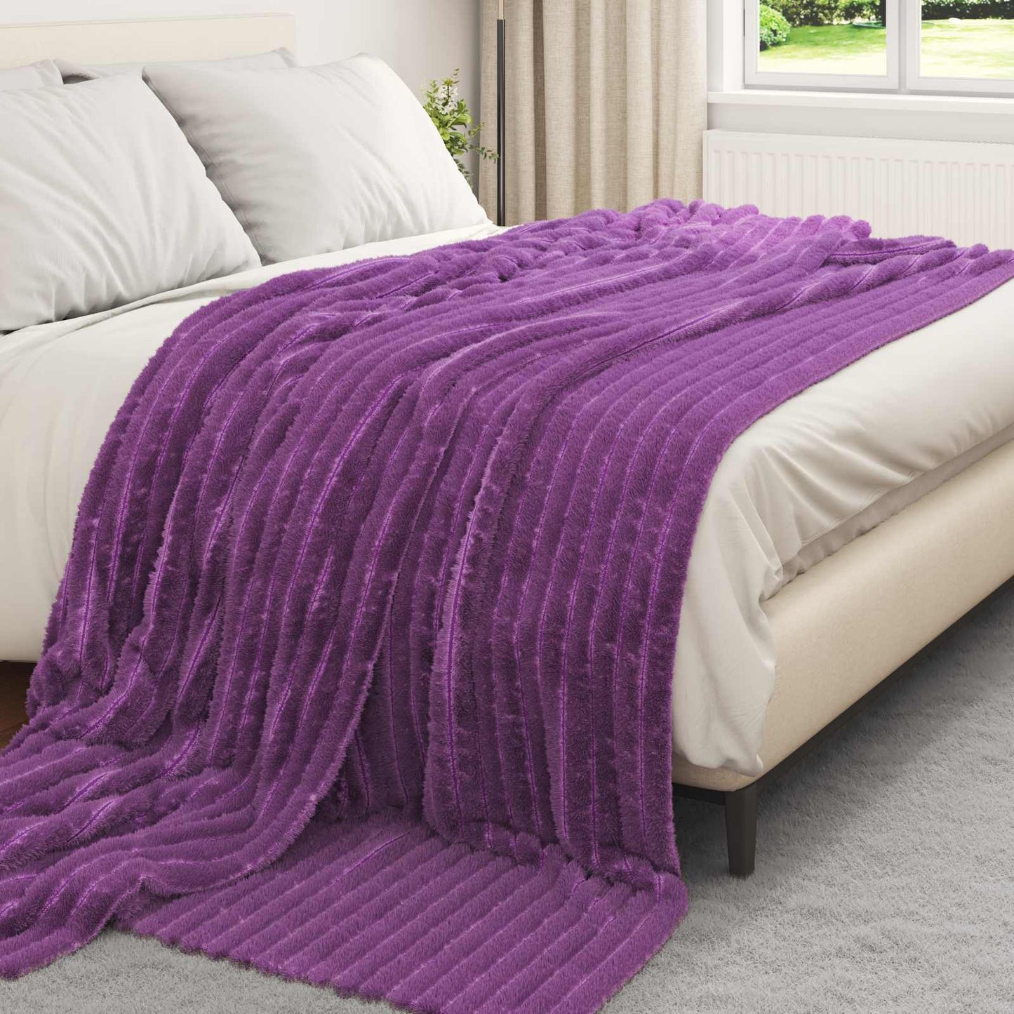 vidaXL Ριχτάρια 6 τμχ. Μοβ 240 x 220 cm 8.76 Μαλλί