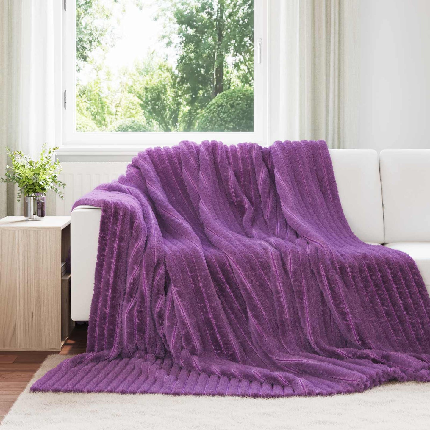 vidaXL Ριχτάρια 6 τμχ. Μοβ 270 x 240 cm 9.15 Μαλλί