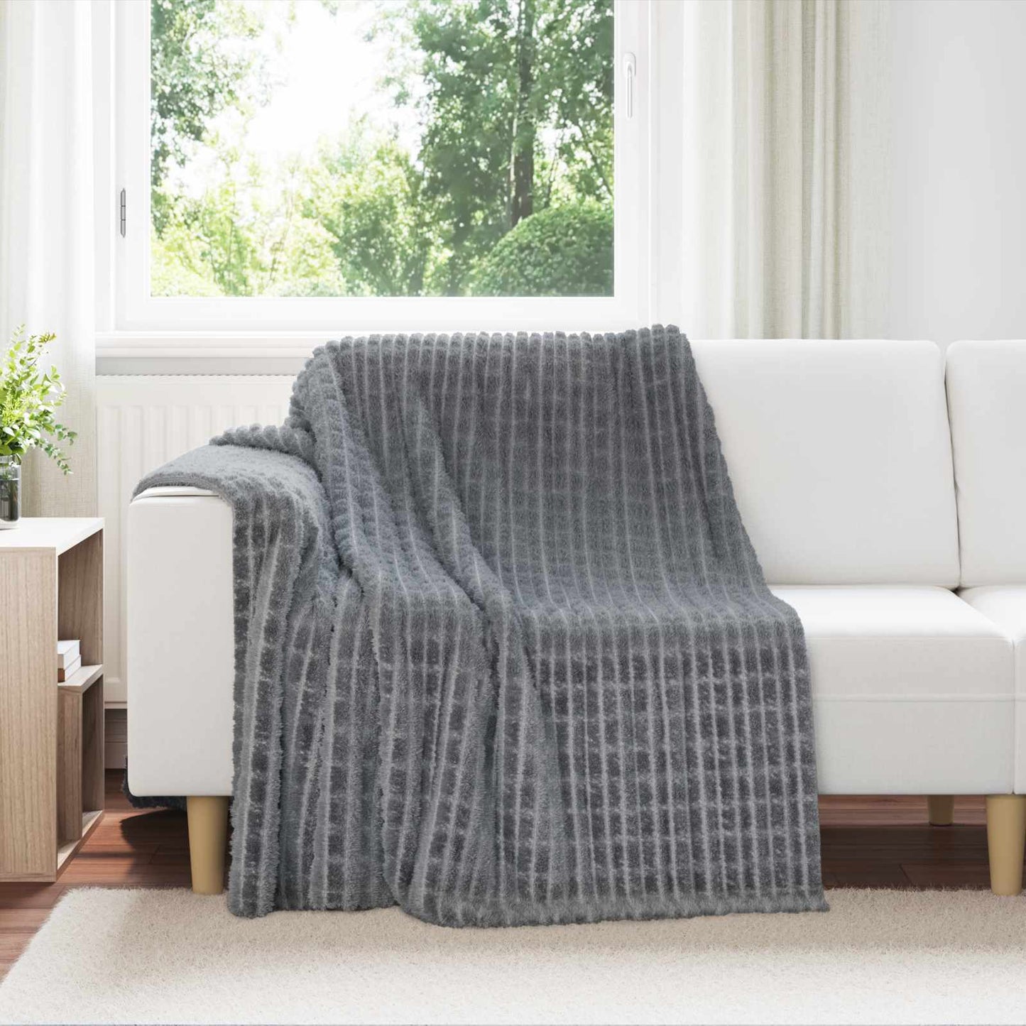 vidaXL Κουβέρτα Σκούρο Γκρι 200 x 150 cm Μαλλί