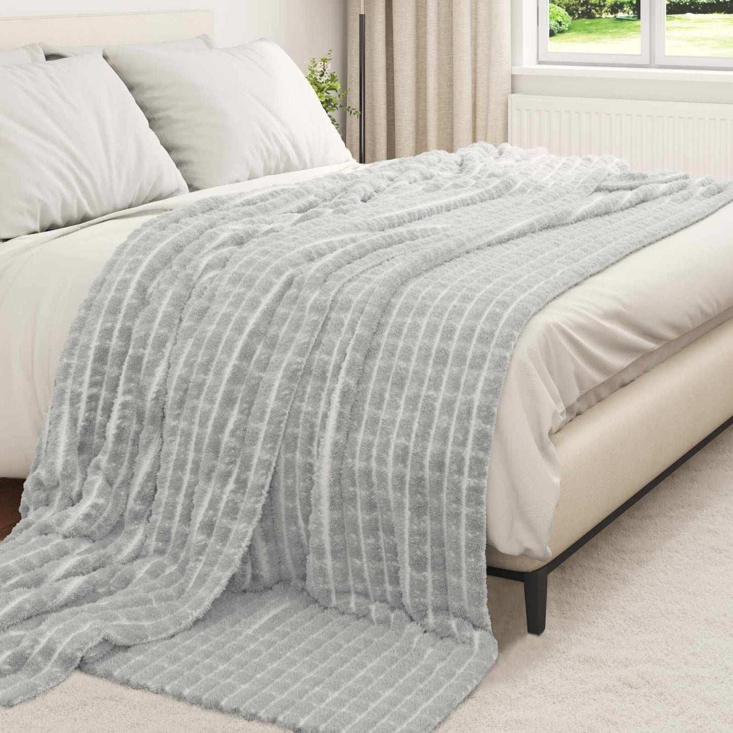 vidaXL Κουβέρτα Γκρι 240 x 220 cm Μαλλί