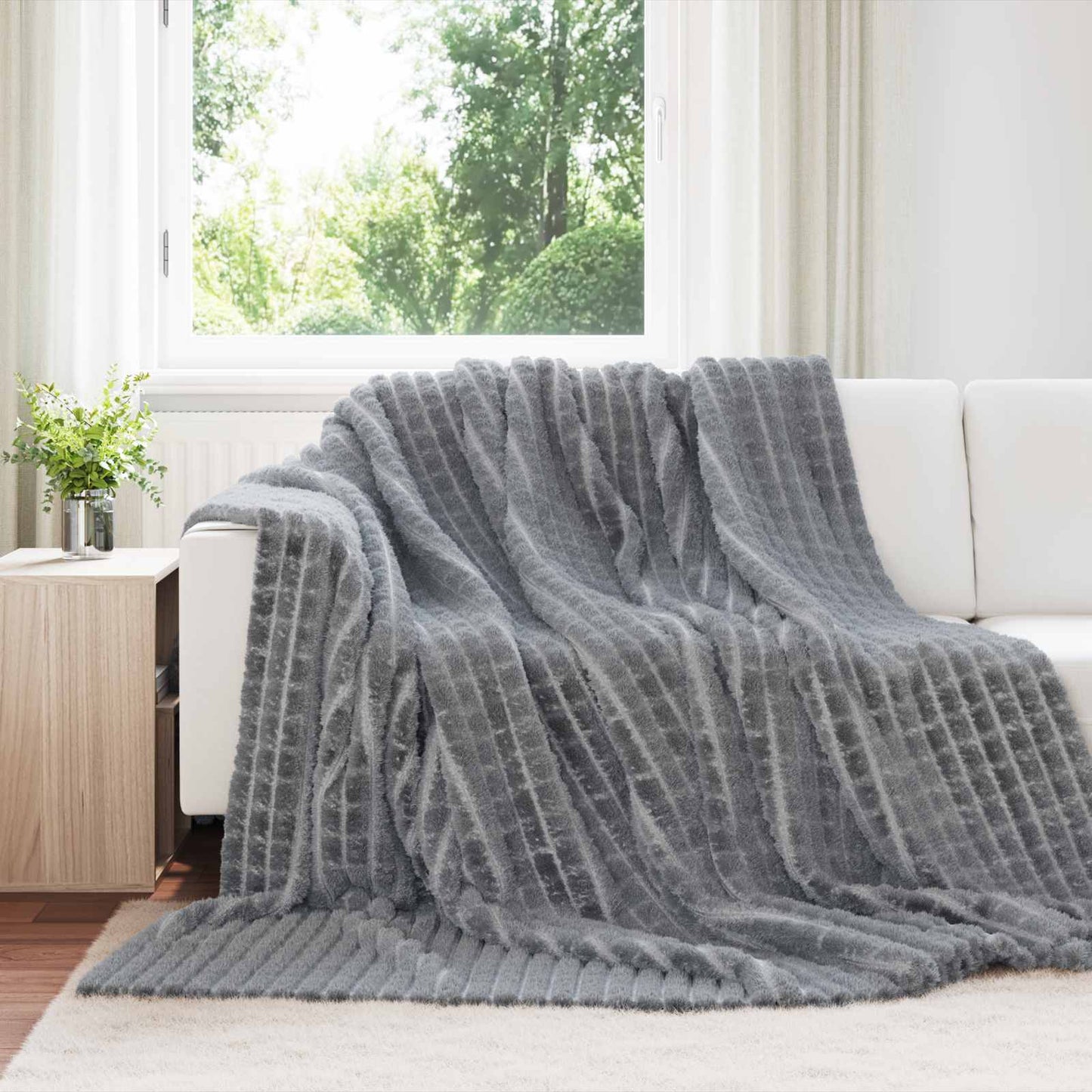 vidaXL Ριχτάρια 6 τμχ. Σκούρο Γκρι 270 x 240 cm 9.44 Μαλλί