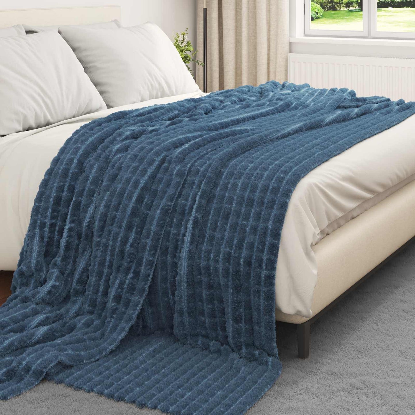 vidaXL Ριχτάρια 6 τμχ. Σκούρο μπλε 240 x 220 cm 9.37 Μαλλί